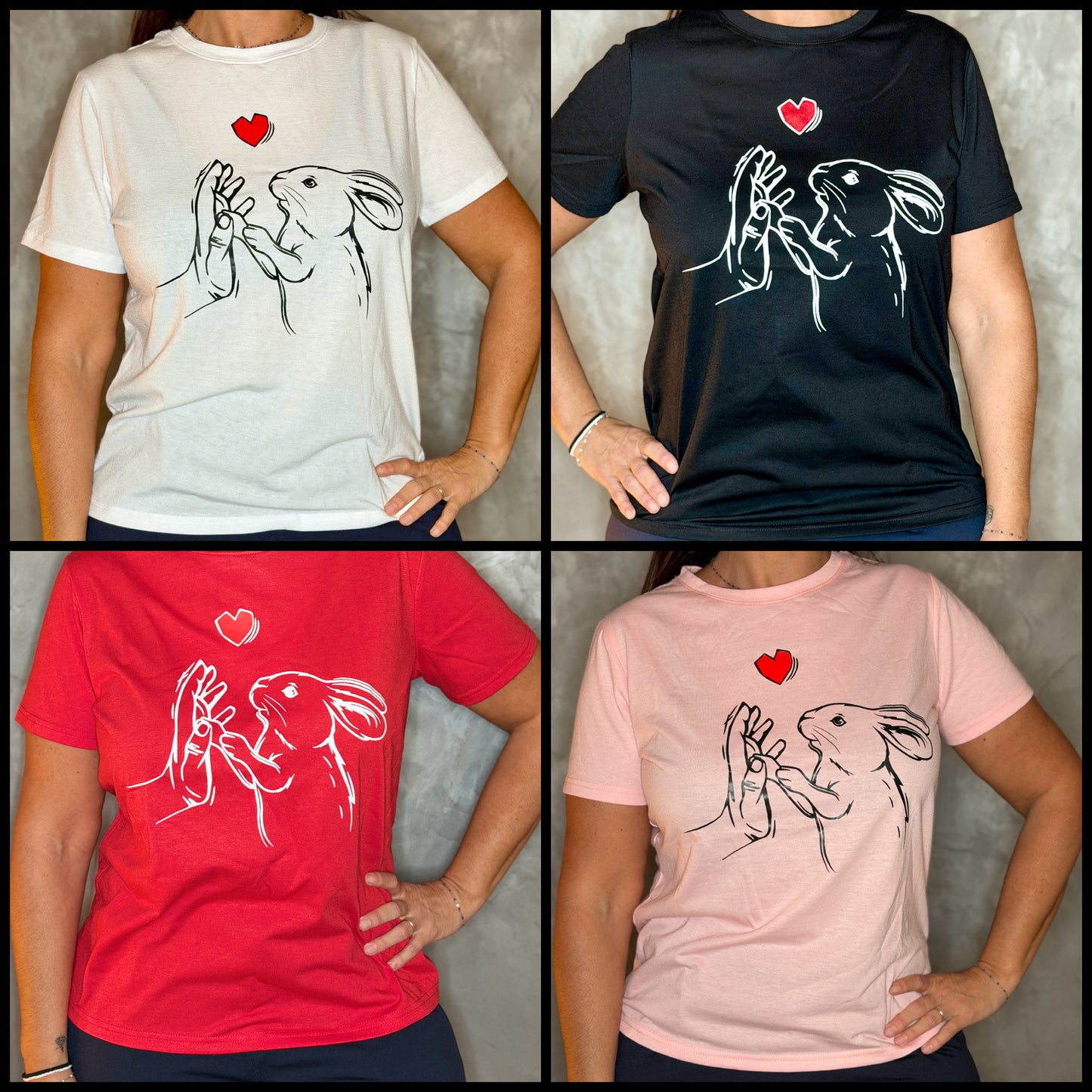 "2025/2026 T-shirt LAPIN"  NOIR BLANC ROSE ROUGE Sébastien QUINTINO